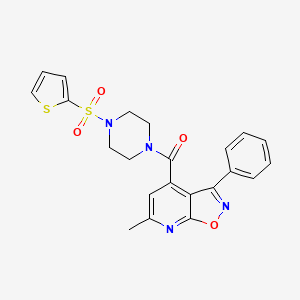 molecular formula C22H20N4O4S2 B4772819 6-methyl-3-phenyl-4-{[4-(2-thienylsulfonyl)-1-piperazinyl]carbonyl}isoxazolo[5,4-b]pyridine 