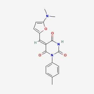 molecular formula C18H17N3O4 B4772827 5-{[5-(dimethylamino)-2-furyl]methylene}-1-(4-methylphenyl)-2,4,6(1H,3H,5H)-pyrimidinetrione 