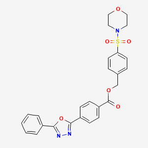 molecular formula C26H23N3O6S B4772875 4-(4-morpholinylsulfonyl)benzyl 4-(5-phenyl-1,3,4-oxadiazol-2-yl)benzoate 