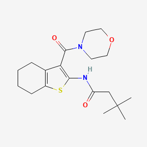 molecular formula C19H28N2O3S B4772886 3,3-dimethyl-N-[3-(4-morpholinylcarbonyl)-4,5,6,7-tetrahydro-1-benzothien-2-yl]butanamide 