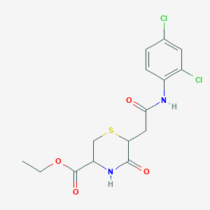 molecular formula C15H16Cl2N2O4S B4772892 ethyl 6-{2-[(2,4-dichlorophenyl)amino]-2-oxoethyl}-5-oxo-3-thiomorpholinecarboxylate 