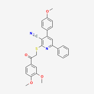 molecular formula C29H24N2O4S B4772942 2-{[2-(3,4-dimethoxyphenyl)-2-oxoethyl]thio}-4-(4-methoxyphenyl)-6-phenylnicotinonitrile 