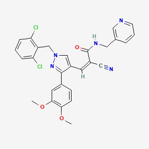 molecular formula C28H23Cl2N5O3 B4772961 2-cyano-3-[1-(2,6-dichlorobenzyl)-3-(3,4-dimethoxyphenyl)-1H-pyrazol-4-yl]-N-(3-pyridinylmethyl)acrylamide 