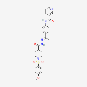 N-{4-[N-({1-[(4-methoxyphenyl)sulfonyl]-4-piperidinyl}carbonyl)ethanehydrazonoyl]phenyl}nicotinamide