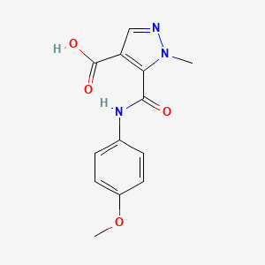 molecular formula C13H13N3O4 B4773041 5-{[(4-methoxyphenyl)amino]carbonyl}-1-methyl-1H-pyrazole-4-carboxylic acid 