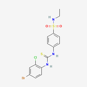 molecular formula C15H15BrClN3O2S2 B4773058 4-({[(4-bromo-2-chlorophenyl)amino]carbonothioyl}amino)-N-ethylbenzenesulfonamide 