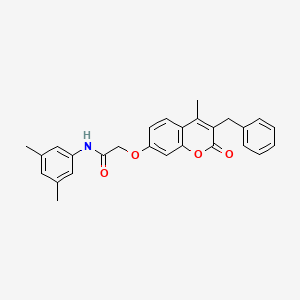molecular formula C27H25NO4 B4773060 2-[(3-benzyl-4-methyl-2-oxo-2H-chromen-7-yl)oxy]-N-(3,5-dimethylphenyl)acetamide 