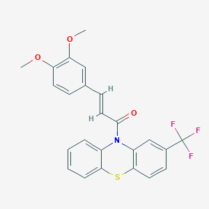 molecular formula C24H18F3NO3S B4773093 10-[3-(3,4-dimethoxyphenyl)acryloyl]-2-(trifluoromethyl)-10H-phenothiazine 
