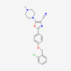 molecular formula C22H21ClN4O2 B4773097 2-{4-[(2-chlorobenzyl)oxy]phenyl}-5-(4-methyl-1-piperazinyl)-1,3-oxazole-4-carbonitrile 
