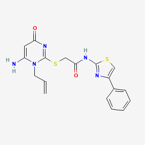 molecular formula C18H17N5O2S2 B4773128 2-[(1-allyl-6-amino-4-oxo-1,4-dihydro-2-pyrimidinyl)thio]-N-(4-phenyl-1,3-thiazol-2-yl)acetamide 