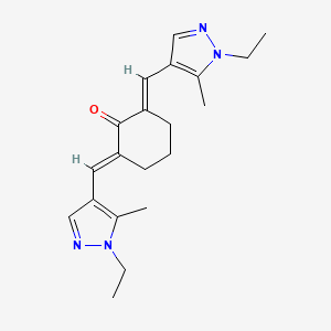 molecular formula C20H26N4O B4773136 2,6-bis[(1-ethyl-5-methyl-1H-pyrazol-4-yl)methylene]cyclohexanone 