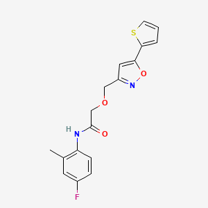 molecular formula C17H15FN2O3S B4773143 N-(4-fluoro-2-methylphenyl)-2-{[5-(2-thienyl)-3-isoxazolyl]methoxy}acetamide 