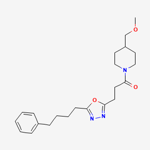 molecular formula C22H31N3O3 B4773149 4-(methoxymethyl)-1-{3-[5-(4-phenylbutyl)-1,3,4-oxadiazol-2-yl]propanoyl}piperidine 
