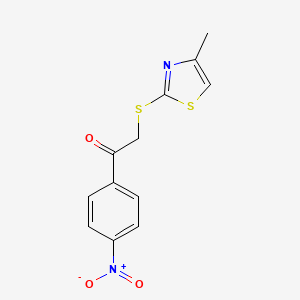 molecular formula C12H10N2O3S2 B4773168 2-[(4-methyl-1,3-thiazol-2-yl)thio]-1-(4-nitrophenyl)ethanone 