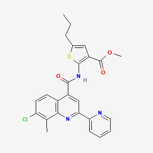 molecular formula C25H22ClN3O3S B4773172 methyl 2-({[7-chloro-8-methyl-2-(2-pyridinyl)-4-quinolinyl]carbonyl}amino)-5-propyl-3-thiophenecarboxylate 