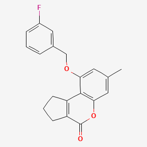molecular formula C20H17FO3 B4773185 9-[(3-fluorobenzyl)oxy]-7-methyl-2,3-dihydrocyclopenta[c]chromen-4(1H)-one 
