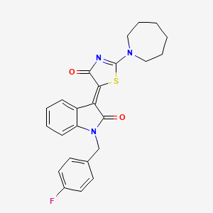 molecular formula C24H22FN3O2S B4773238 3-[2-(1-azepanyl)-4-oxo-1,3-thiazol-5(4H)-ylidene]-1-(4-fluorobenzyl)-1,3-dihydro-2H-indol-2-one 
