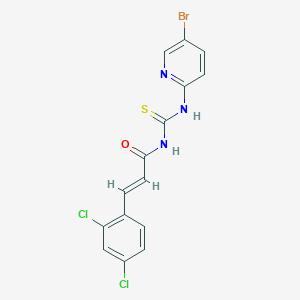 molecular formula C15H10BrCl2N3OS B4773243 N-{[(5-bromo-2-pyridinyl)amino]carbonothioyl}-3-(2,4-dichlorophenyl)acrylamide 