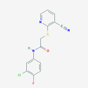 N-(3-chloro-4-fluorophenyl)-2-[(3-cyano-2-pyridinyl)thio]acetamide