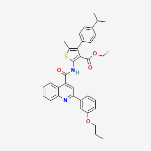 molecular formula C36H36N2O4S B4773283 ethyl 4-(4-isopropylphenyl)-5-methyl-2-({[2-(3-propoxyphenyl)-4-quinolinyl]carbonyl}amino)-3-thiophenecarboxylate 