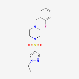 molecular formula C16H21FN4O2S B4773293 1-[(1-ethyl-1H-pyrazol-4-yl)sulfonyl]-4-(2-fluorobenzyl)piperazine 