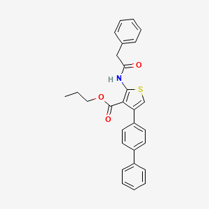molecular formula C28H25NO3S B4773300 propyl 4-(4-biphenylyl)-2-[(phenylacetyl)amino]-3-thiophenecarboxylate 