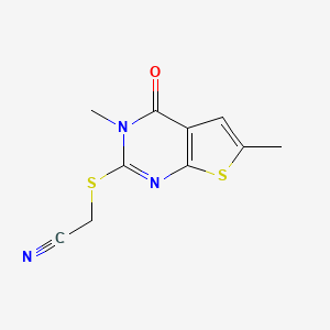 molecular formula C10H9N3OS2 B4773332 [(3,6-dimethyl-4-oxo-3,4-dihydrothieno[2,3-d]pyrimidin-2-yl)thio]acetonitrile 
