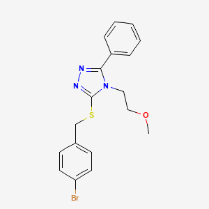 molecular formula C18H18BrN3OS B4773340 3-[(4-bromobenzyl)thio]-4-(2-methoxyethyl)-5-phenyl-4H-1,2,4-triazole 