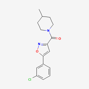 molecular formula C16H17ClN2O2 B4773385 1-{[5-(3-chlorophenyl)-3-isoxazolyl]carbonyl}-4-methylpiperidine 