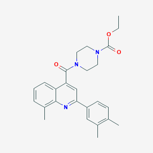 molecular formula C26H29N3O3 B4773389 ethyl 4-{[2-(3,4-dimethylphenyl)-8-methyl-4-quinolinyl]carbonyl}-1-piperazinecarboxylate 