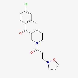 molecular formula C19H25ClN2O3 B4773401 (4-chloro-2-methylphenyl){1-[3-(2-isoxazolidinyl)propanoyl]-3-piperidinyl}methanone 