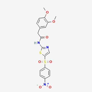 molecular formula C19H17N3O7S2 B4773405 2-(3,4-dimethoxyphenyl)-N-{5-[(4-nitrophenyl)sulfonyl]-1,3-thiazol-2-yl}acetamide 