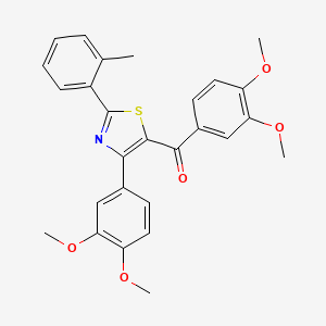 molecular formula C27H25NO5S B4773413 (3,4-dimethoxyphenyl)[4-(3,4-dimethoxyphenyl)-2-(2-methylphenyl)-1,3-thiazol-5-yl]methanone 