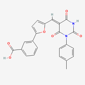 molecular formula C23H16N2O6 B4773415 3-(5-{[1-(4-methylphenyl)-2,4,6-trioxotetrahydro-5(2H)-pyrimidinylidene]methyl}-2-furyl)benzoic acid 