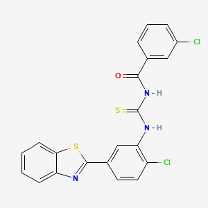 molecular formula C21H13Cl2N3OS2 B4773430 N-({[5-(1,3-benzothiazol-2-yl)-2-chlorophenyl]amino}carbonothioyl)-3-chlorobenzamide 