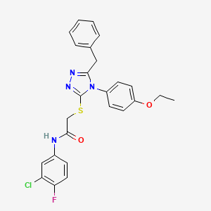 molecular formula C25H22ClFN4O2S B4773444 2-{[5-benzyl-4-(4-ethoxyphenyl)-4H-1,2,4-triazol-3-yl]thio}-N-(3-chloro-4-fluorophenyl)acetamide 