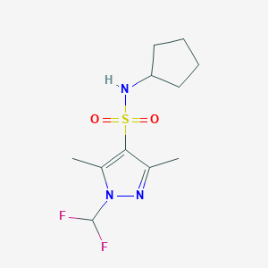 molecular formula C11H17F2N3O2S B4773462 N-cyclopentyl-1-(difluoromethyl)-3,5-dimethyl-1H-pyrazole-4-sulfonamide 