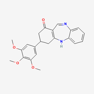 molecular formula C22H22N2O4 B4773531 3-(3,4,5-trimethoxyphenyl)-2,3,4,5-tetrahydro-1H-dibenzo[b,e][1,4]diazepin-1-one 