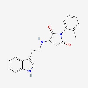 molecular formula C21H21N3O2 B4773576 3-{[2-(1H-indol-3-yl)ethyl]amino}-1-(2-methylphenyl)-2,5-pyrrolidinedione 