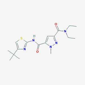 molecular formula C17H25N5O2S B4773583 N~5~-(4-tert-butyl-1,3-thiazol-2-yl)-N~3~,N~3~-diethyl-1-methyl-1H-pyrazole-3,5-dicarboxamide 