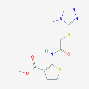 molecular formula C11H12N4O3S2 B4773612 methyl 2-({[(4-methyl-4H-1,2,4-triazol-3-yl)thio]acetyl}amino)-3-thiophenecarboxylate 