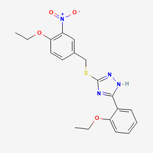molecular formula C19H20N4O4S B4773684 3-[(4-ethoxy-3-nitrobenzyl)thio]-5-(2-ethoxyphenyl)-4H-1,2,4-triazole 