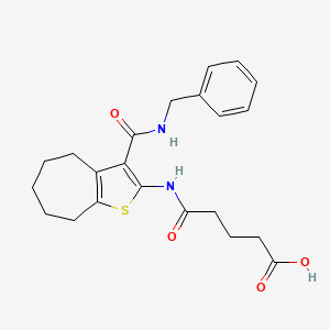 molecular formula C22H26N2O4S B4773706 5-({3-[(benzylamino)carbonyl]-5,6,7,8-tetrahydro-4H-cyclohepta[b]thien-2-yl}amino)-5-oxopentanoic acid 