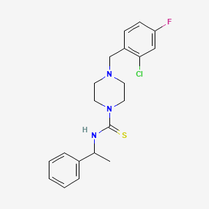 4-(2-chloro-4-fluorobenzyl)-N-(1-phenylethyl)-1-piperazinecarbothioamide
