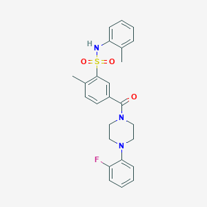 molecular formula C25H26FN3O3S B4773750 5-{[4-(2-fluorophenyl)-1-piperazinyl]carbonyl}-2-methyl-N-(2-methylphenyl)benzenesulfonamide 