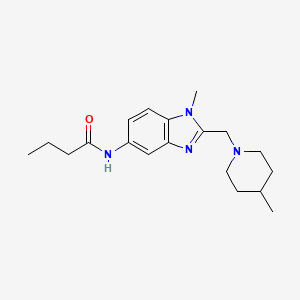 molecular formula C19H28N4O B4773771 N-{1-methyl-2-[(4-methyl-1-piperidinyl)methyl]-1H-benzimidazol-5-yl}butanamide 