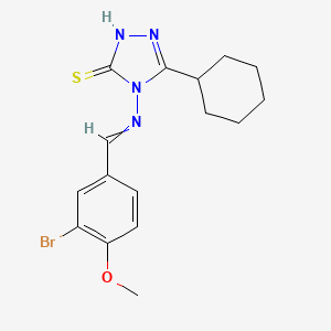 molecular formula C16H19BrN4OS B4773835 4-[(3-bromo-4-methoxybenzylidene)amino]-5-cyclohexyl-4H-1,2,4-triazole-3-thiol 