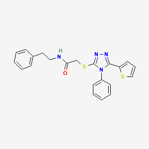 molecular formula C22H20N4OS2 B4773850 N-(2-phenylethyl)-2-{[4-phenyl-5-(2-thienyl)-4H-1,2,4-triazol-3-yl]thio}acetamide 