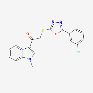 molecular formula C19H14ClN3O2S B4773895 2-{[5-(3-chlorophenyl)-1,3,4-oxadiazol-2-yl]thio}-1-(1-methyl-1H-indol-3-yl)ethanone 