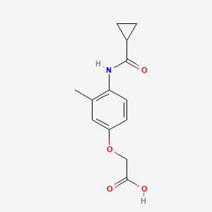 molecular formula C13H15NO4 B4773923 {4-[(cyclopropylcarbonyl)amino]-3-methylphenoxy}acetic acid 